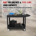 thumbnail image 3 of Heavy Duty Plastic Utility Cart, 550-lb Utility Service Cart, Work Cart Tub Storage W/Deep Shelves and Swivel Wheels, 2 Tier Service Cart for Warehouse,Garage, Cleaning, 3 of 7