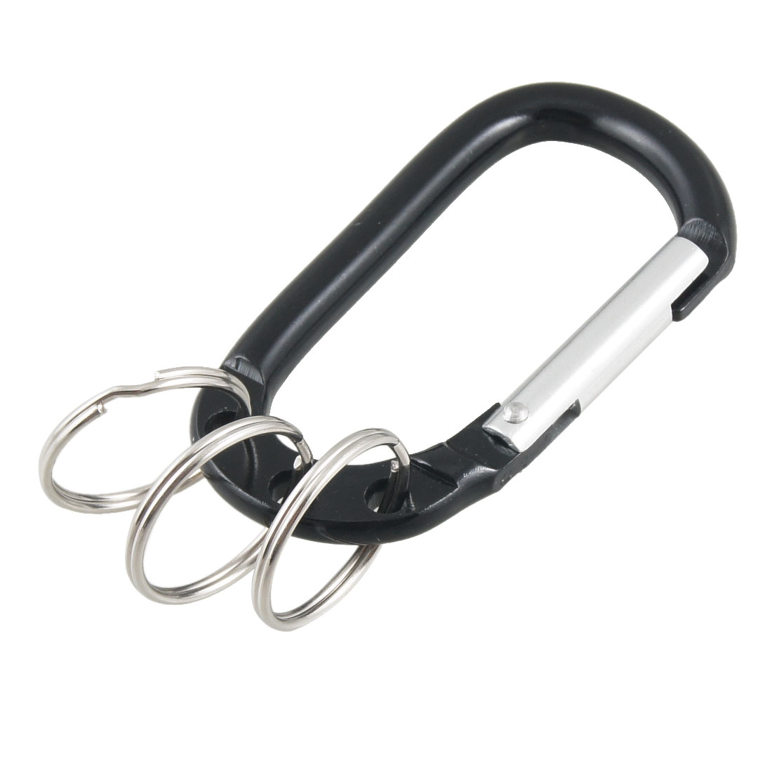 Black Aluminum Alloy Three Split Ring Bottle Holder Carabiner Hook Clip