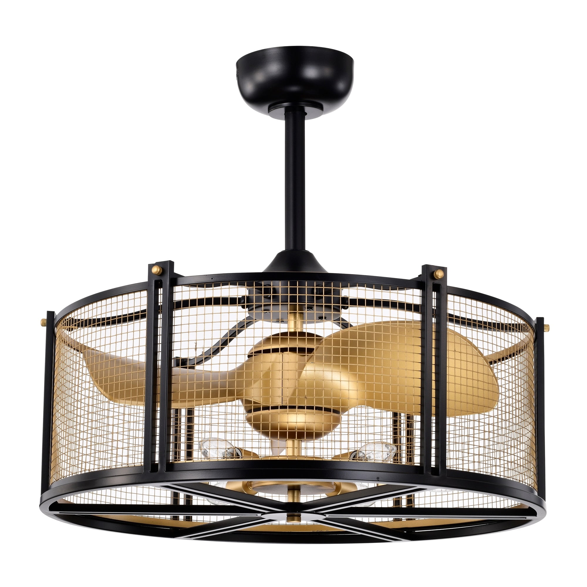 Bailey 25.2 in. 6-Light Indoor Matte Black and Gold Finish Ceiling Fan with Light Kit and Remote