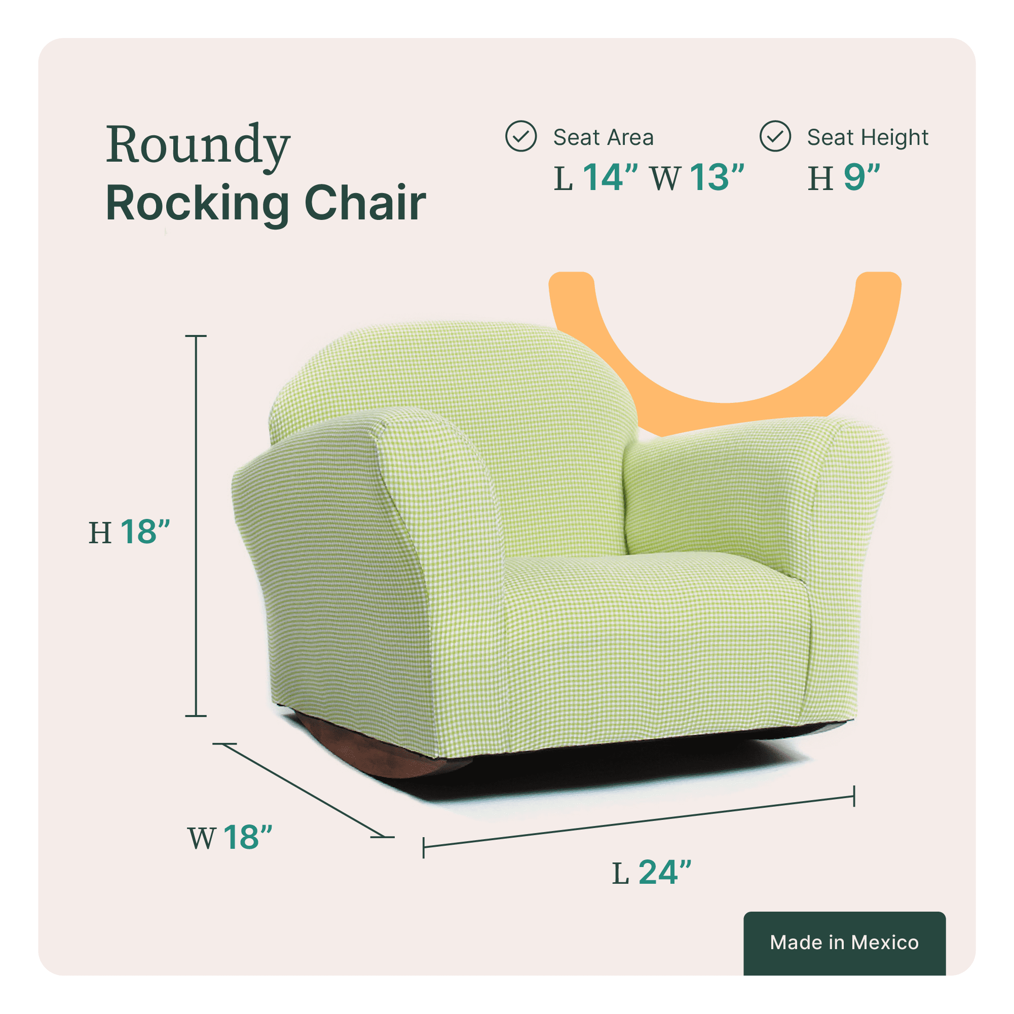 Keet Fabric Slat Back Rocking Chair, Multiple Colors