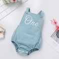 thumbnail image 5 of IBTOM CASTLE Baby Girls Boys Boho 1st Birthday Outfit Backless Overalls Romper for Cake Smash Photo Shoot 12-18 Months Blue, 5 of 9