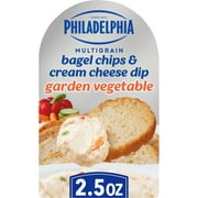 Philadelphia Multigrain Bagel Chips & Garden Vegetable Cream Cheese Dip Snack, 2.5 oz Tray