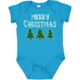 thumbnail image 3 of Inktastic Merry Christmas Green Plaid Christmas Trees Boys or Girls Baby Bodysuit, 3 of 5