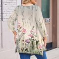 thumbnail image 3 of WTOBBY Women's Plus Size Floral Print Round Neck 3/4 Sleeve Tunic Top Loose Fit Casual Tee for Full Figure Fall Fashion Comfortable Wear,Light Gray 3XL, 3 of 5