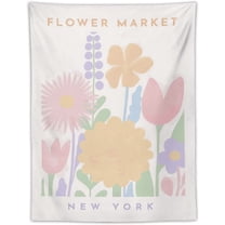 Gojian Danish Pastel Botanical Flower Market Aesthetic Floral Plants Tapestries Wall Hanging Tapestry Decorative Flag For Home Decor Living Room College Dorm Bedroom Banner