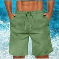 thumbnail image 3 of Cotton Linen Shorts for Men Summer Casual Lightweight Elastic Waist Relaxed Fit Straight Leg Beach Shorts with Pockets, 3 of 7