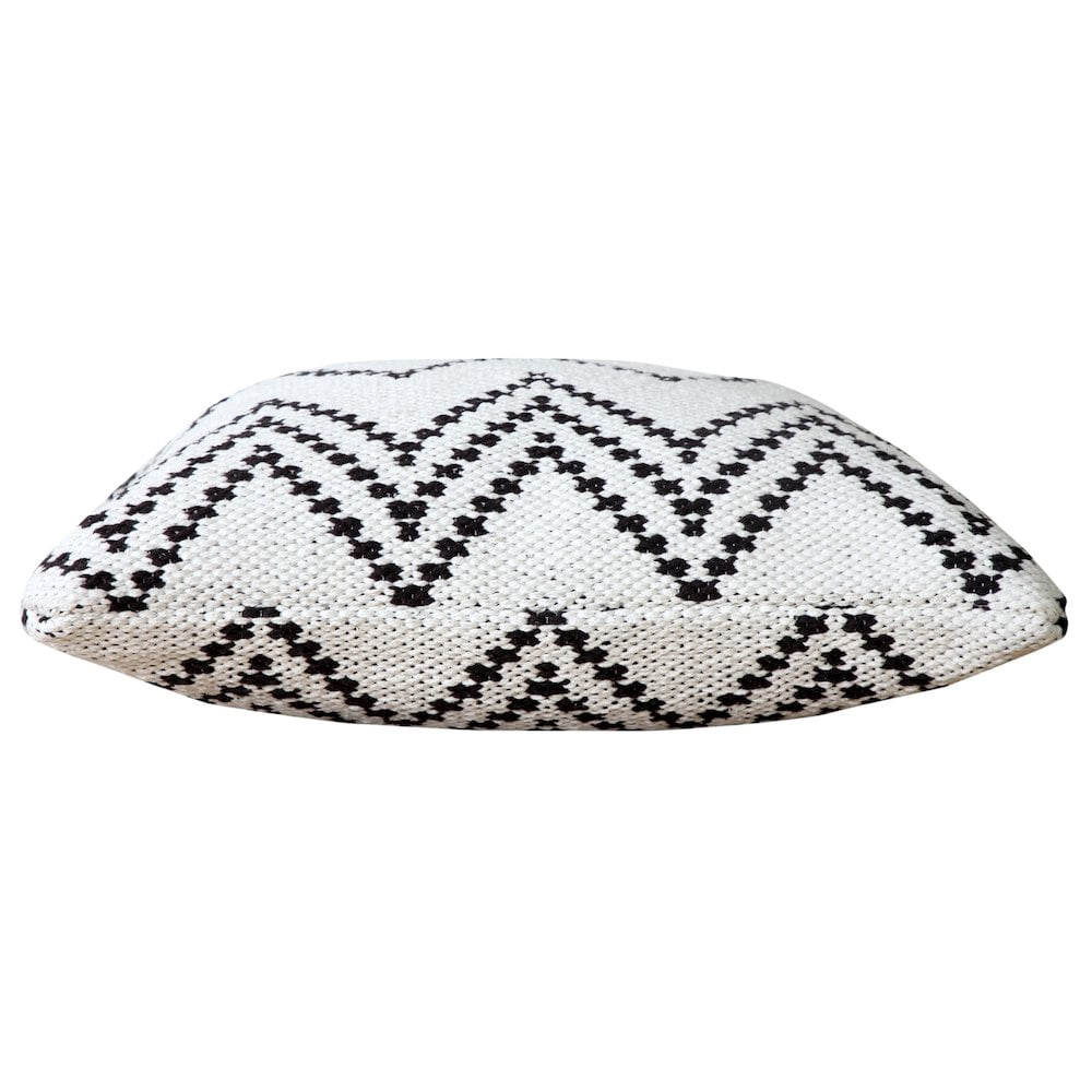 LR Home Ox Bay Hand-Woven White/Black Chevron Cotton Blend Pillow Cover