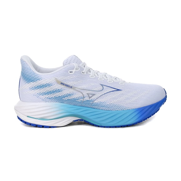 Mizuno Women's Wave Rider 28 White/Mugen Blue Running Shoes 411457.00UN/411459.00UN<span> - </span>10 (Wide) (Women's)