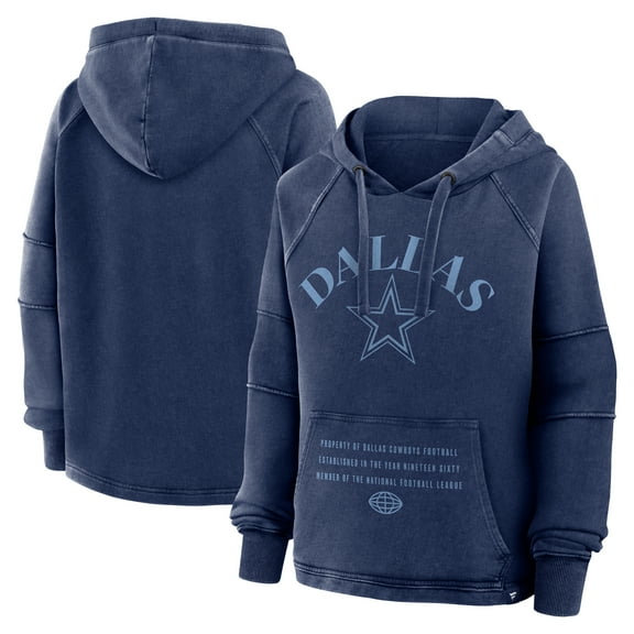 Women's Fanatics Navy Dallas Cowboys Oversized Raglan Gridiron Hoodie