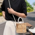 thumbnail image 1 of Runquan Chic Woven Handbag Large Top Handle Big Capacity Round Pearl Chain Shoulder Bags, 1 of 8