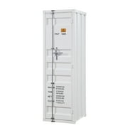 Industrial Style Metal Wardrobe with Recessed Door Front White - Saltoro Sherpi