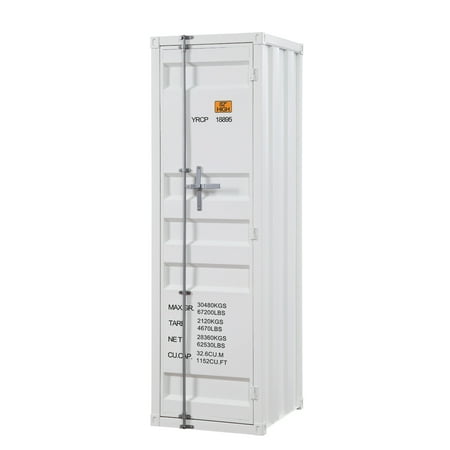 Industrial Style Metal Wardrobe with Recessed Door Front White - Saltoro Sherpi