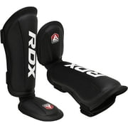 RDX Shin Guards Kickboxing Muay Thai, SATRA SMMAF Approved, Premium Maya Hide Leather, Leg Instep Protection Pads, MMA Martial Arts Kicking Sparring Training Gear, BJJ Karate Boxing Taekwondo, Black