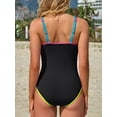 thumbnail image 3 of Asoul Ribbed One Piece Color Blocked Swimsuits for Womens Slimming Swimwears Tummy Control Swimming Suits Monokini Bathing Suits, 3 of 8