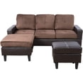thumbnail image 2 of Small Convertible Sectional Sofa for Living Room Couch with Reversible Chaise & Ottoman, Chocolate, 2 of 5
