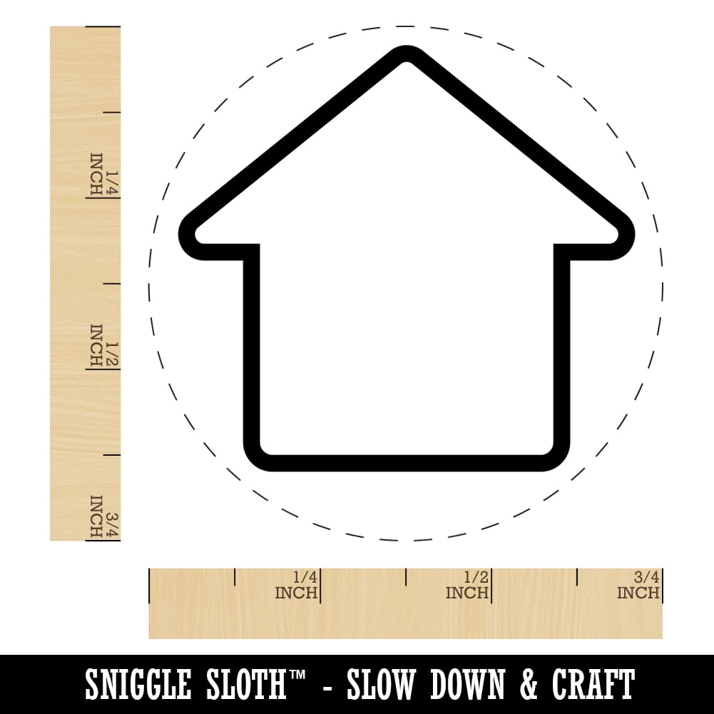House Home Outline Self-Inking Rubber Stamp Ink Stamper - Fuchsia Ink - Small 3/4 Inch