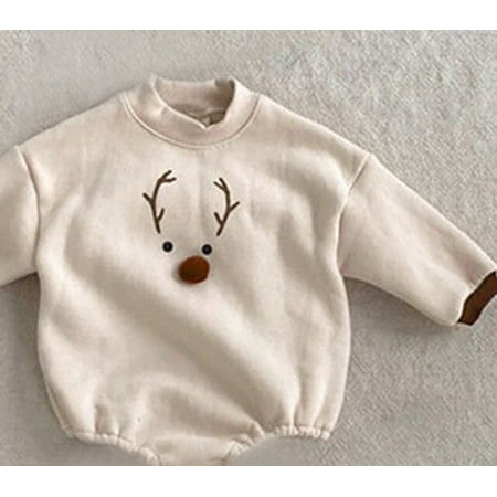 

DanceeMangoos Baby Fleece Warm Clothes Cute Infant Boy Cotton Long Sleeve Romper Toddler Baby Girl Christmas Clothing