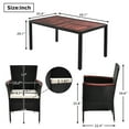 thumbnail image 5 of 7PCS Outdoor Rattan Table & Chairs Set, Wicker Patio Dining Set, outdoor Conversation Setwith Acacia Wood Top & Padded Cushions, suitable for garden backyard pool terrace, 5 of 10