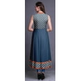 thumbnail image 4 of Bimba Dark Navy Blue Damask Indian Long Kurti For Women Party Wear Printed Sleeveless Anarkali Kurti Dress X-Large, 4 of 6