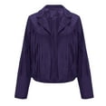 thumbnail image 4 of Women's Fringe Suede Jackets Fall Fashion Long Sleeve Tassel Motorcycle Coats Western Trendy Casual Outdoor Cropped Jackets, 4 of 8