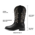 thumbnail image 2 of DREAM PAIRS Women's Cowboy Boots Mid Calf Cowgirl Boots Square Toe Chunky Heel Embroidery Stitched Western Boots, 2 of 7