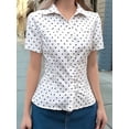 thumbnail image 5 of Women'S Ruched Button Down Shirt Short Sleeve Tie Back Fitted Blouses White M, 5 of 9