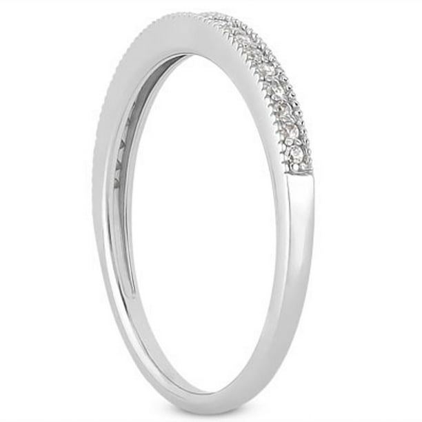 14k Gold Diamond Micro Pave Diamond Milgrain Wedding Ring Band SZ