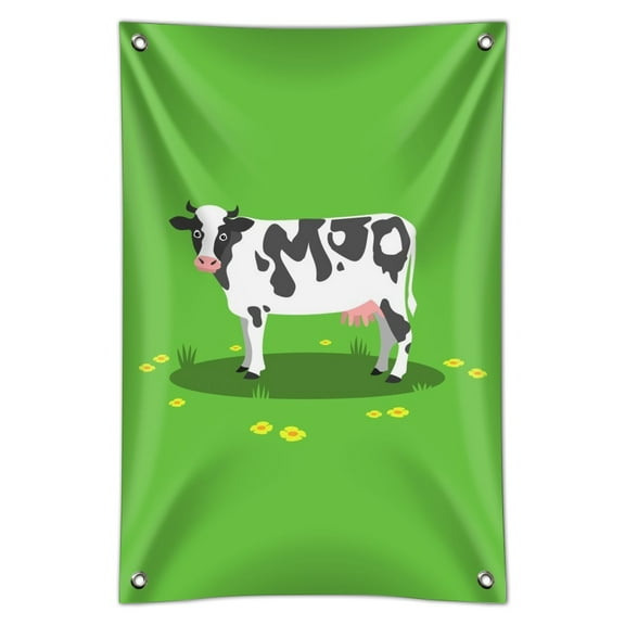 Dairy Cow In Field with Flowers Home Business Office Sign