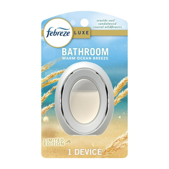 Febreze Bathroom Air Freshener, Small Spaces Odor-Fighting, Warm Ocean Breeze Scent, 1 Count