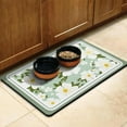 thumbnail image 3 of Dog Feeding Mat, Dog Mat for Food and Water, Pet Dog Cat Bowl Mat, No-Slip Absorbent Water Feeding Mat with Sage Green Flowers,17inx30in, 3 of 7