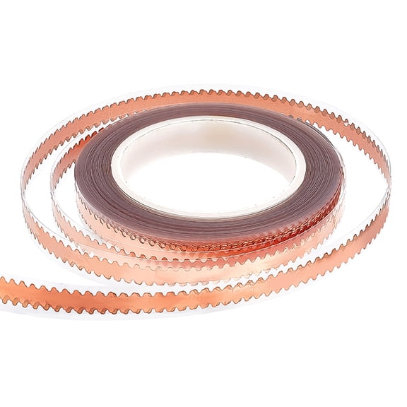 54 Yards Copper Foil Tape 9.5mm Wide Scalloped Metal Adhesive Tape Double Edged Conductive Adhesive Rose Gold Foil Tapes for Stained Glass Handicrafts Repairs DIY Crafting Supplies DIY