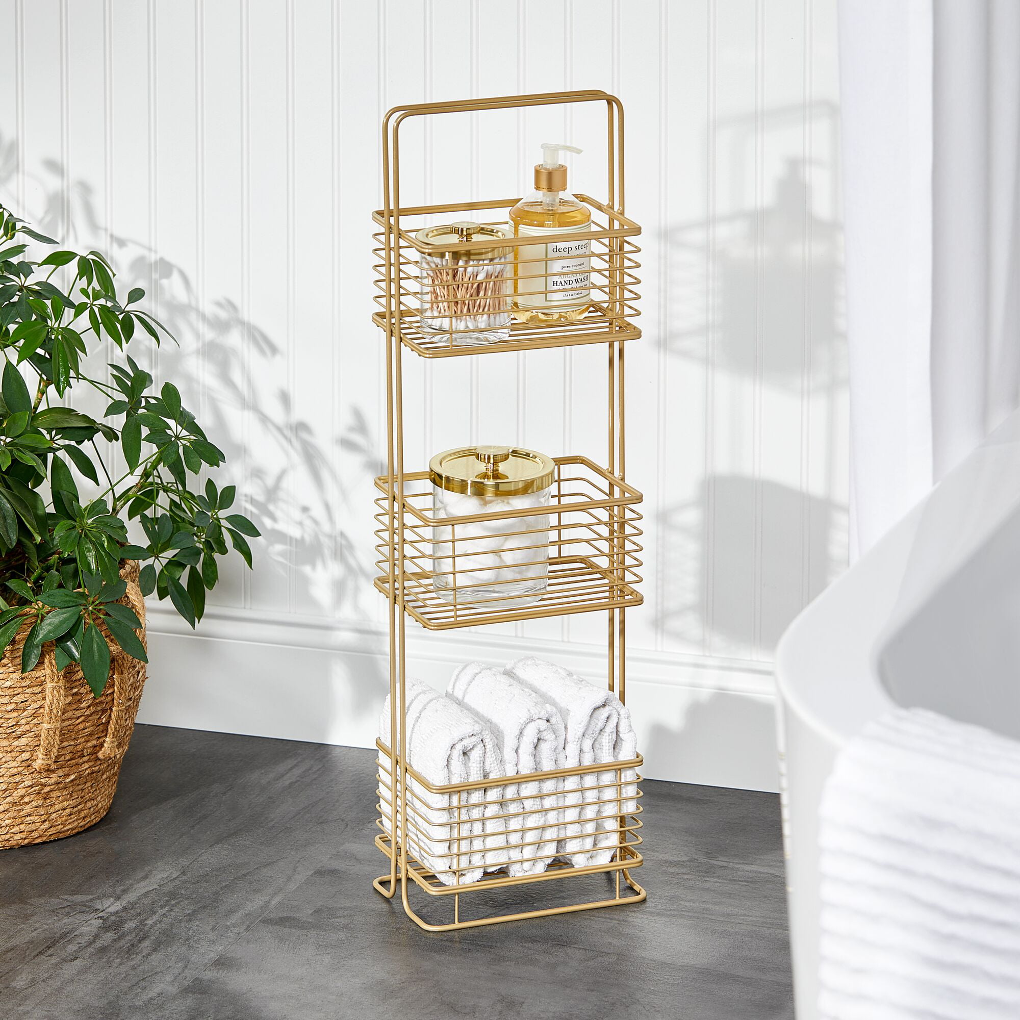 mDesign Metal Wire 3-Tier Hanging Shelf for Bathroom Storage - Black