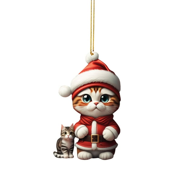 Xihbxyly Colgante de Coche Navideño de Gatito, Diseño de Gato Adorable, Adorno Dulce y Realista, Ideal para Decorar Árboles o Paredes, Perfecto para Regalos de Navidad, Decoración Festiva Del Hogar,