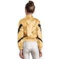 thumbnail image 2 of iEFiEL Kids Girls Metallic Zipper Front Jacket Contrast Color Long Sleeve Coat Jazz Hip-Hop Dance Tops Gold 14, 2 of 7