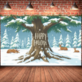 thumbnail image 3 of Snowy Landscape Happy Holiday Winter Wonderland Reindeer Christmas Banner for Holiday Decoration Festive Party Winter Celebration, 3 of 9