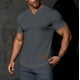 thumbnail image 1 of pstuiky camisetas de hombre, Camisa informal de manga corta con cuello en V y textura vertical de color liso para hombre camisas casuales para hombre xxl, 1 of 9