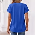 thumbnail image 7 of Short Sleeve Tops for Women Solid Color V Neck Tops 2026 Summer Casual Shirts Work Blouses Business Tunic Top Dark Blue XL, 7 of 7