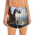 thumbnail image 4 of Lsque Clear Sky Mountain Red Dragon Printed Women's Running Shorts with Liner Pockets,Elastic Quick Dry Workout Athletic Gym Yoga Shorts,Womens High Waist Shorts-Large, 4 of 9