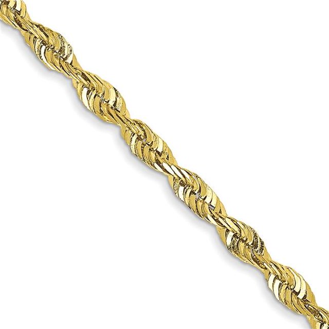 Quality Gold 10EX018-22 10K Yellow Gold 2.25 mm Extra-Light Diamond-Cut 22 in. Rope Chain