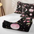 thumbnail image 4 of Homewish Bohemian Moon Phase Twin Quilt Set, Pink Flower Blossom Twin Coverlet Set, 2pcs 1 Bedspread and 1 Pillowcase, 4 of 7
