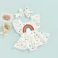 thumbnail image 2 of Douhoow Baby Girls Romper Dress Summer Rainbow Dots Pattern Ruffle Sleeve Cross Back Bodysuit, 2 of 8