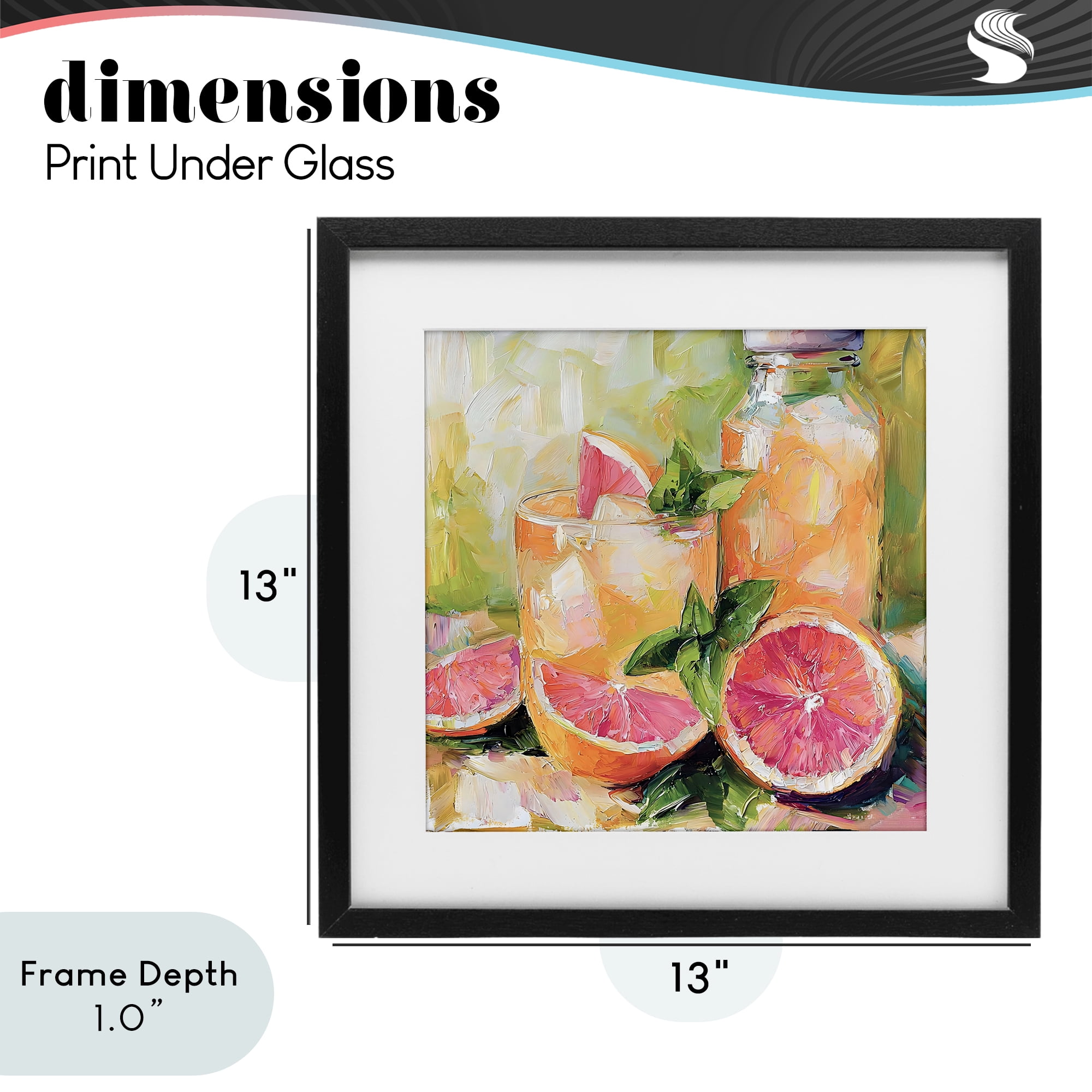 Stupell Industries Grapefruit Summer Refreshment Black Framed Print Under Glass, design by Riley B