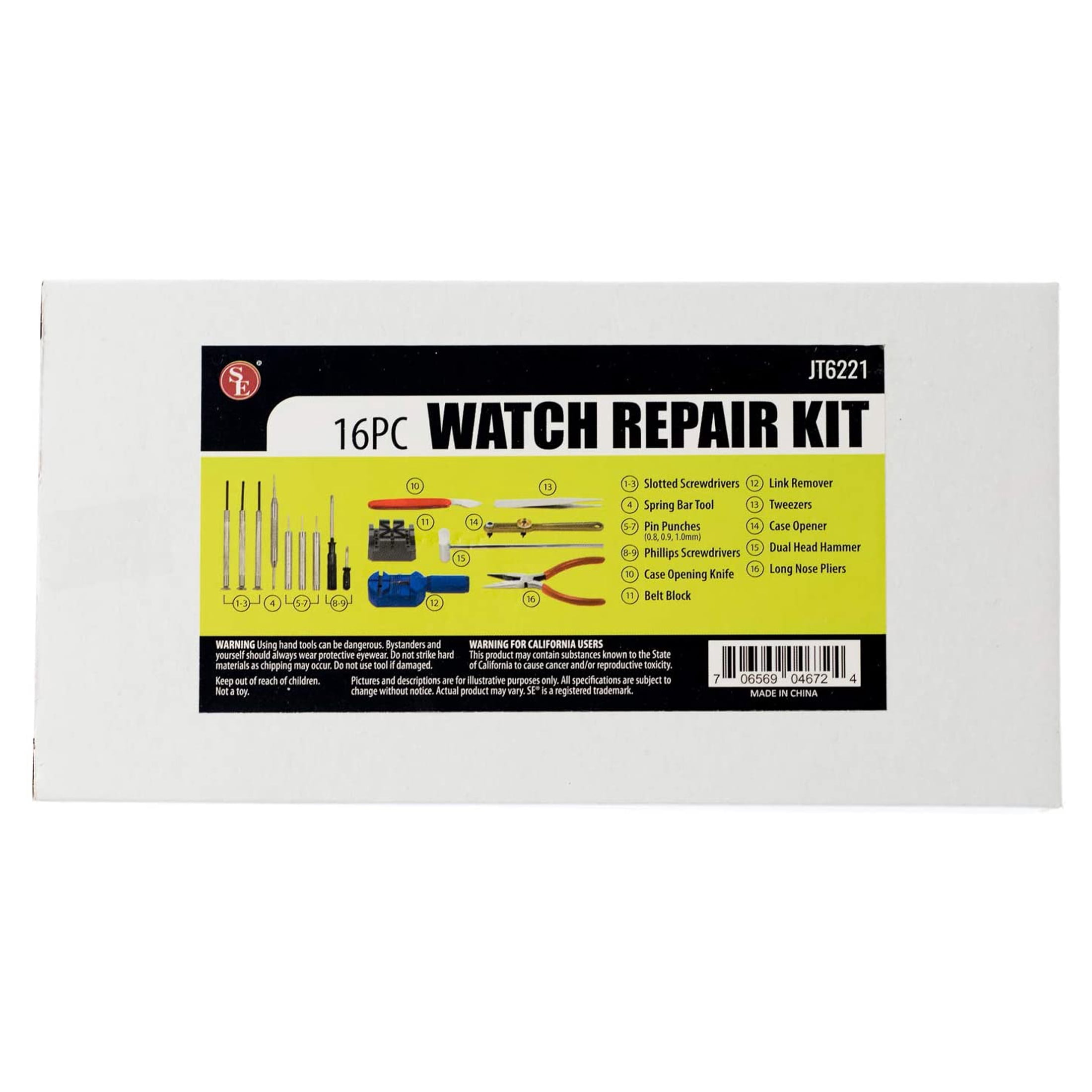SE 16-Piece Watch Band Remover and Opener Repair Tool Kit - JT6221