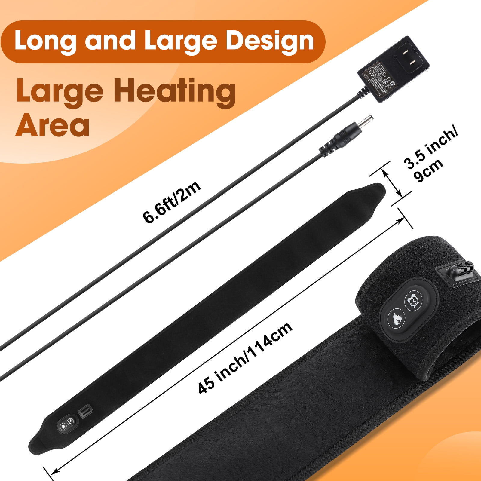 Heating Pad Wrap for Multiple Body Areas,Wearable Heating Wrap for Elbow Arm Wrist Ankle Leg Knee ,Wrap Around Heating Pad with 78" Long Charge Cord, 4 Heating Modes,3 Time Setting(Black)