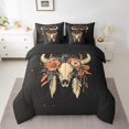 thumbnail image 2 of Homewish Bohemian Bull Skull 7-Piece Twin Bedding Sets,Boho Tribal Bedding Comforter Set,Rustic Farmhouse Cabin Sheet Sets For Men Women,Super Cozy Room Decor Reversible, 2 of 8