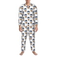 thumbnail image 3 of Naloa Coffee To Go Pattern Men’s Pajamas Set - Long Sleeve Button Down Sleep Shirt and Pajama Bottoms Sleepwear Set-X-Large, 3 of 7