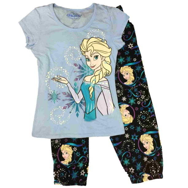 Disney Womens Disney Frozen Elsa Pajamas Snowflake Capri Sleep Set