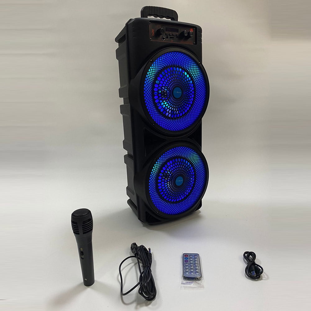 Bluetooth Speakers, Portable Wireless Loud Outdoor Home Party Bluetooth Speaker with Subwoofer, LED Colorful Lights, Microphone, Remote and Big Powerful Stereo Deep Bass Sound Boombox