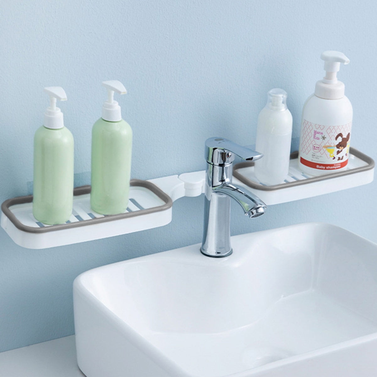 Hands DIY Shower Shelf 180Degree Rotating Shower Caddy with Hollow Design No Drilling Shower