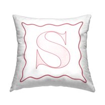 Stupell Industries Polka Dot Pink Letter S Square Decorative Printed Throw Pillow, 18 x 18